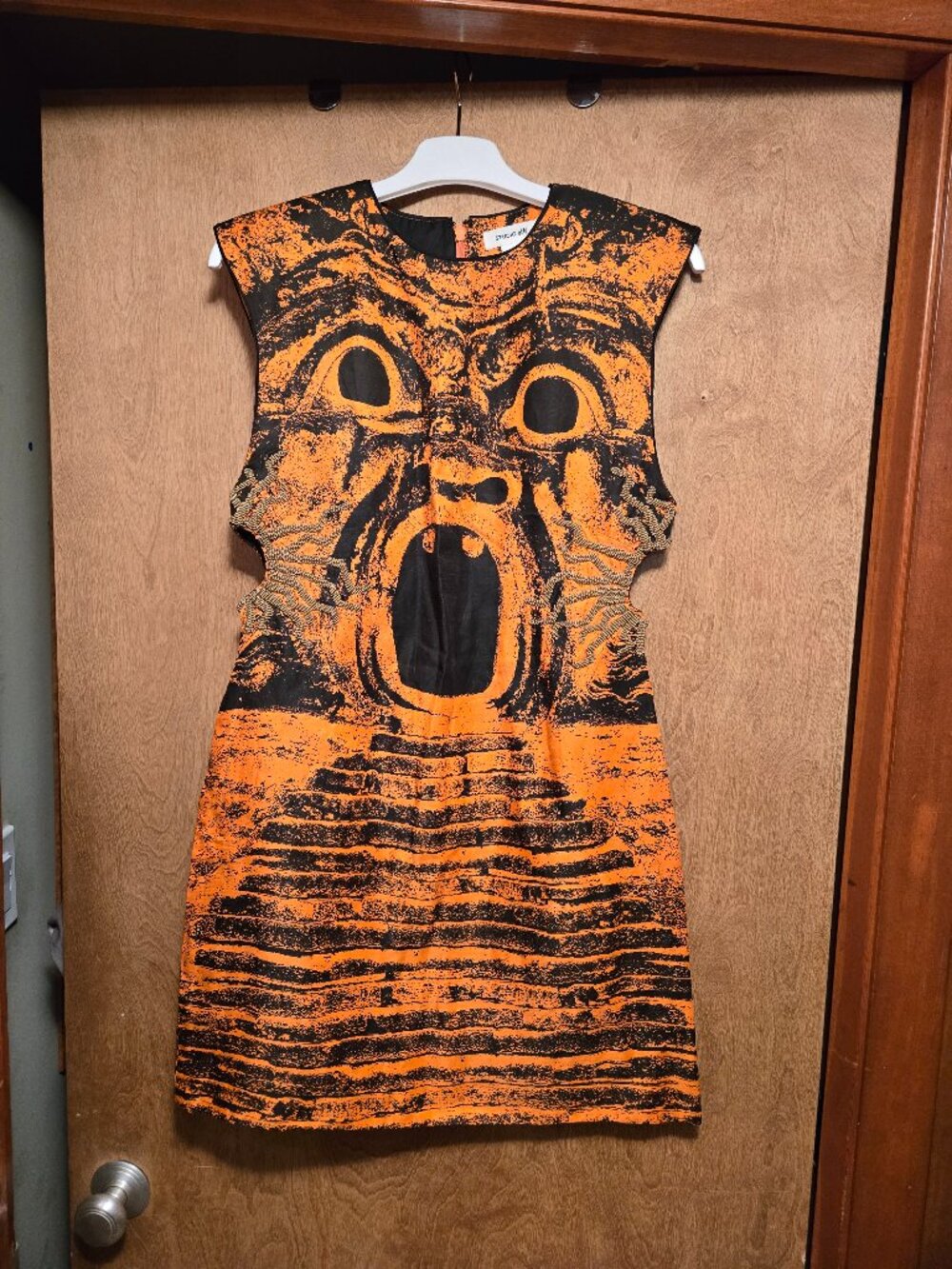 H&M Studio Collection Embellished Cut-out Mini Dress Small Orange and Black